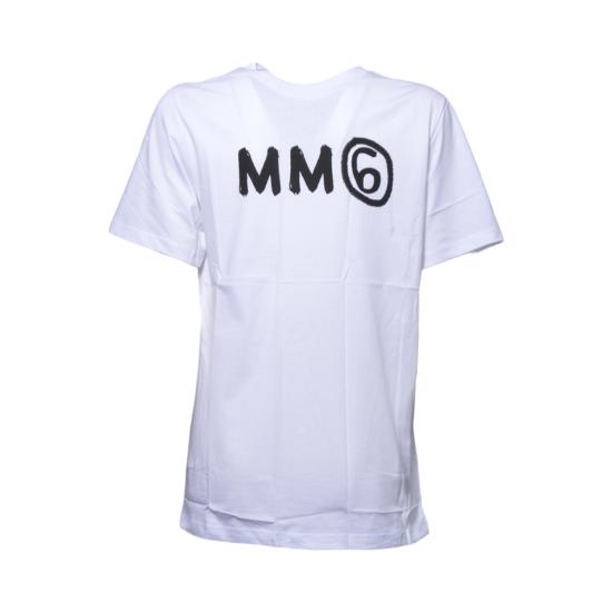 26SS [키즈] MM6 메종마르지엘라 티셔츠 M61016MM04I M6C49 Bianco nero azzurro - MM6 MAISON MARGIELA