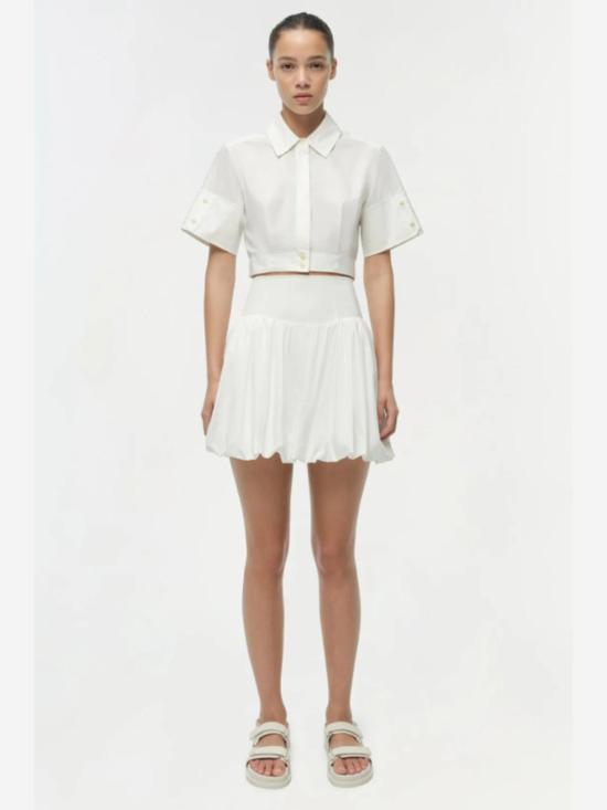  조나단 심카이 숏 스커트 피파 코튼 미니 스커트 화이트 - JONATHAN SIMKHAI