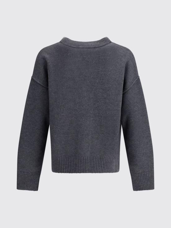 26SS 아미 하트 로고 인타르시아 V넥 가디건 UKC367018 084 Grey - AMI