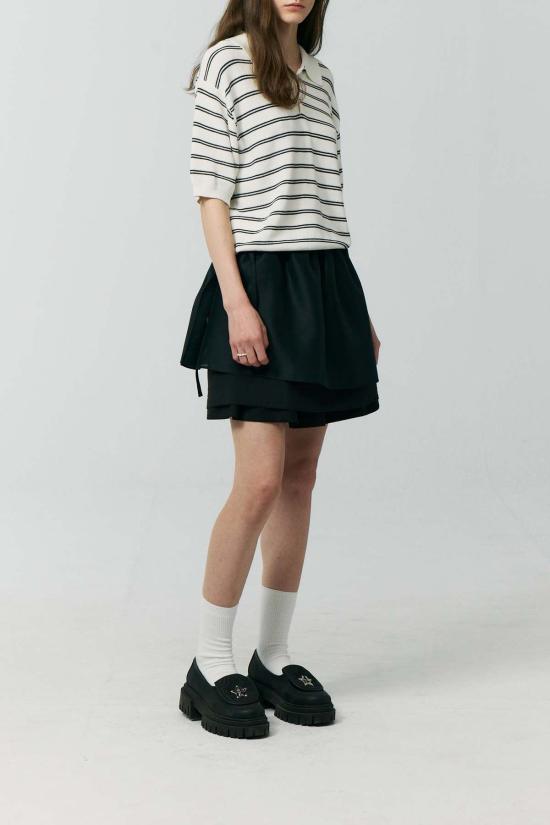  던스트 숏 스커트 레이어드 볼륨 스커트 네이비 - DUNST