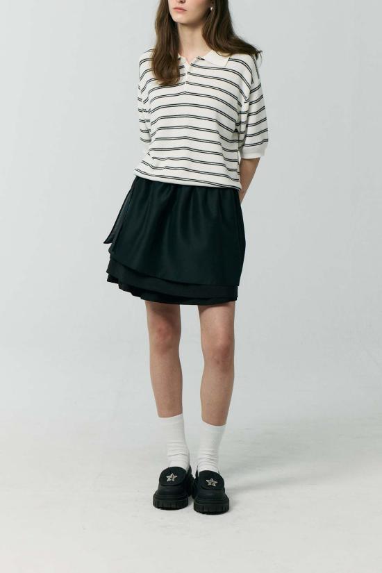  던스트 숏 스커트 레이어드 볼륨 스커트 네이비 - DUNST