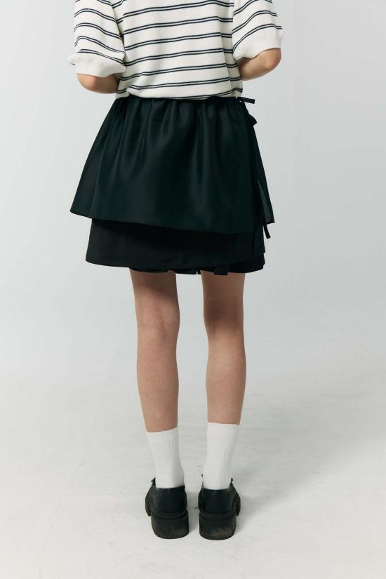  던스트 숏 스커트 레이어드 볼륨 스커트 네이비 - DUNST