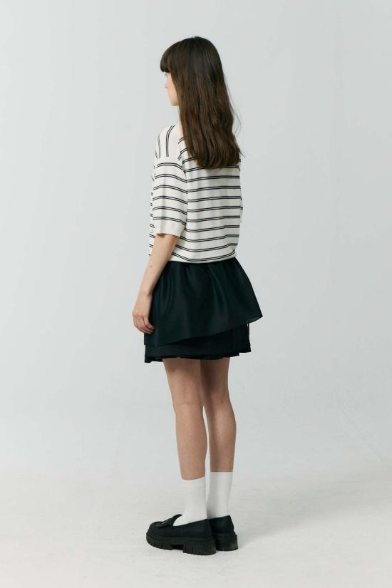  던스트 숏 스커트 레이어드 볼륨 스커트 네이비 - DUNST