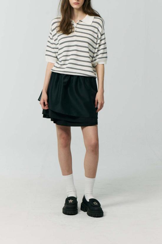  던스트 숏 스커트 레이어드 볼륨 스커트 네이비 - DUNST