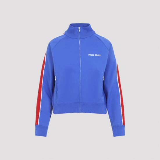 26SS 미우미우 후드 티셔츠 MMF00VSOOO148OF0Q0U blue - MIU MIU