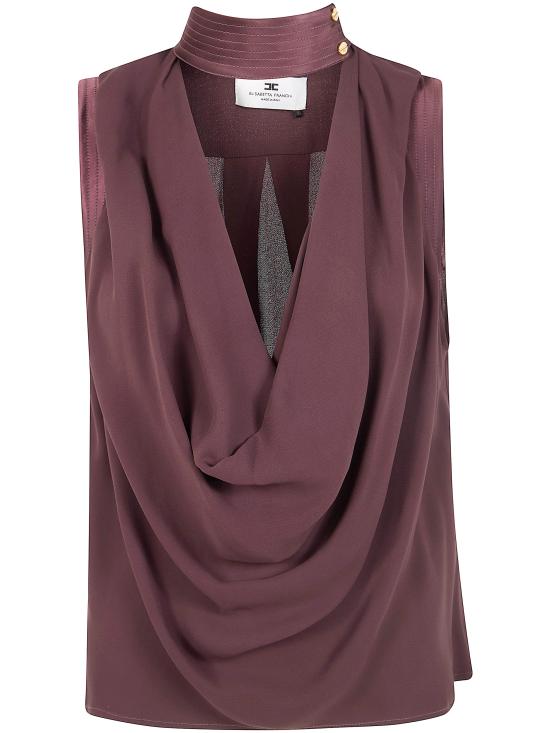 26SS 엘리자베타프랜치 반팔 티셔츠 CA13461E2 644 BROWN - ELISABETTA FRANCHI