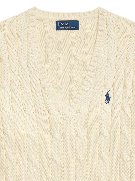 26SS 폴로 랄프로렌 포니로고 피마 코튼 케이블 니트 V넥 스웨터 211971870 011 NUDE NEUTRALS - POLO RALPH LAUREN