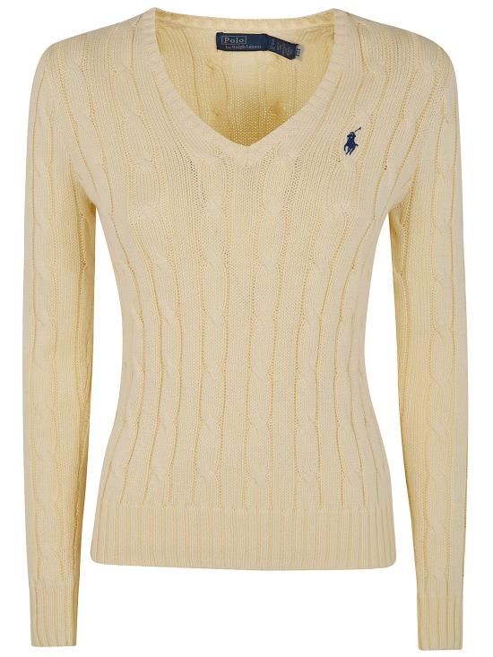 26SS 폴로 랄프로렌 포니로고 피마 코튼 케이블 니트 V넥 스웨터 211971870 011 NUDE NEUTRALS - POLO RALPH LAUREN