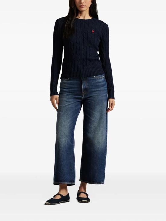 26SS 폴로 랄프로렌 포니 로고 피마코튼 케이블 니트 스웨터 211971869 008 BLUE - POLO RALPH LAUREN