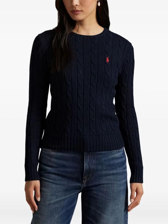 26SS 폴로 랄프로렌 포니 로고 피마코튼 케이블 니트 스웨터 211971869 008 BLUE - POLO RALPH LAUREN