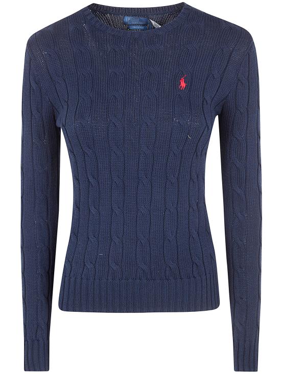 26SS 폴로 랄프로렌 포니 로고 피마코튼 케이블 니트 스웨터 211971869 008 BLUE - POLO RALPH LAUREN