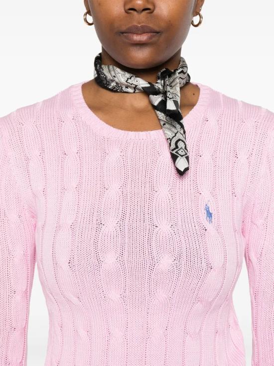 26SS 폴로 랄프로렌 포니 로고 피마코튼 케이블 니트 스웨터 211971869 010 PINK PURPLE - POLO RALPH LAUREN