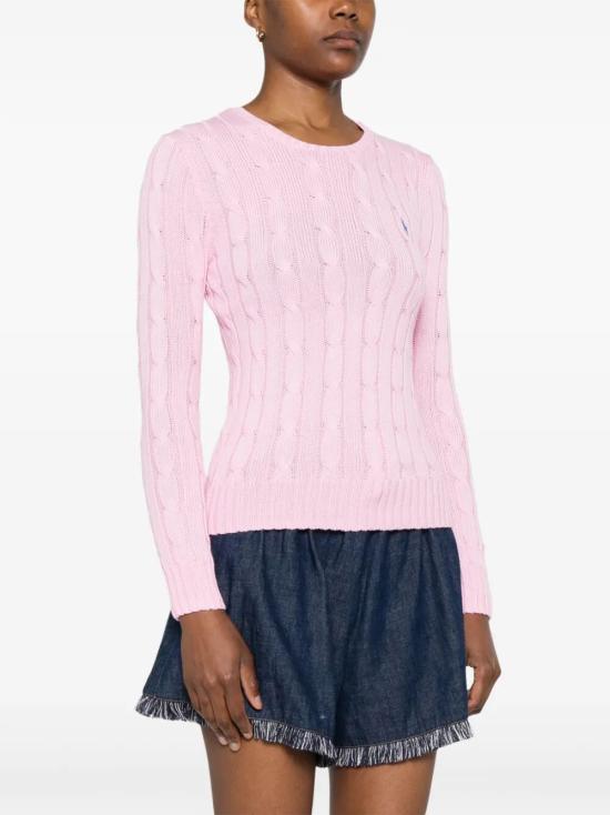 26SS 폴로 랄프로렌 포니 로고 피마코튼 케이블 니트 스웨터 211971869 010 PINK PURPLE - POLO RALPH LAUREN