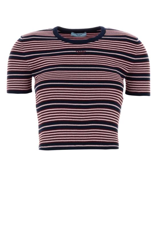 26SS 프라다 반팔 티셔츠 P24B3ESOOO19IM F0CP8 STRIPPED