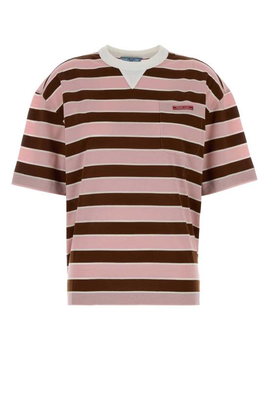 26SS 프라다 반팔 티셔츠 39610SOOO189P F05AB STRIPPED