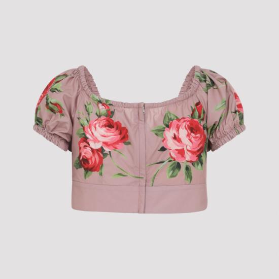 26SS 돌체앤가바나 로즈 부케 프린트 코튼 탑 F7AV0THS5UTHF5ZN PINK - DOLCE & GABBANA