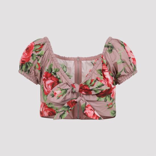 26SS 돌체앤가바나 로즈 부케 프린트 코튼 탑 F7AV0THS5UTHF5ZN PINK - DOLCE & GABBANA