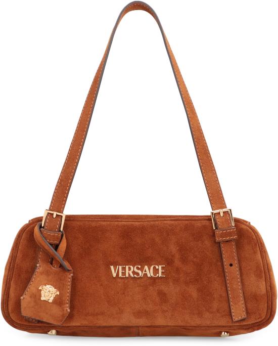 26SS 베르사체 VERSACE TAG 스웨이드 볼링백 10157921A098921NG8V BROWN - VERSACE