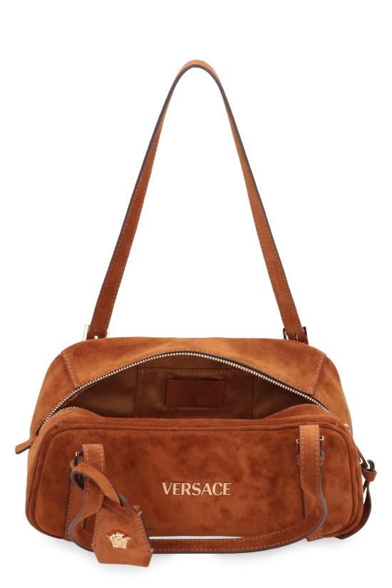 26SS 베르사체 VERSACE TAG 스웨이드 볼링백 10157921A098921NG8V BROWN - VERSACE