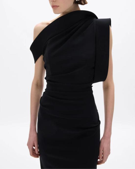  레이첼 길버트 원피스 로와나 원숄더 가운 블랙 - RACHEL GILBERT