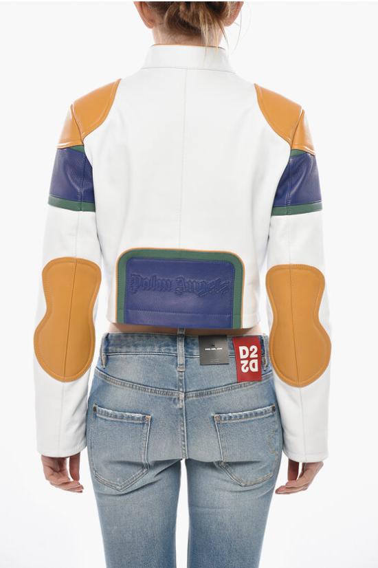  팜앤젤스 가죽 자켓 PWJG019S25LEA0010345 White - PALM ANGELS