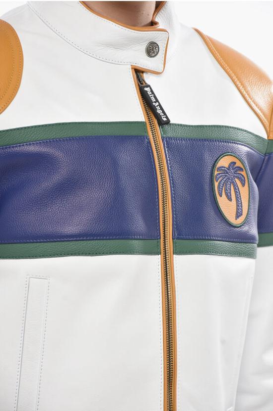  팜앤젤스 가죽 자켓 PWJG019S25LEA0010345 White - PALM ANGELS