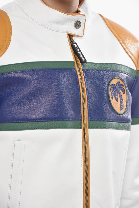  팜앤젤스 가죽 자켓 PWJG019S25LEA0010345 White - PALM ANGELS