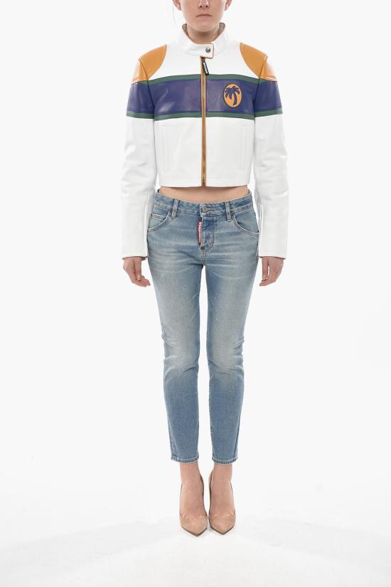  팜앤젤스 가죽 자켓 PWJG019S25LEA0010345 White - PALM ANGELS