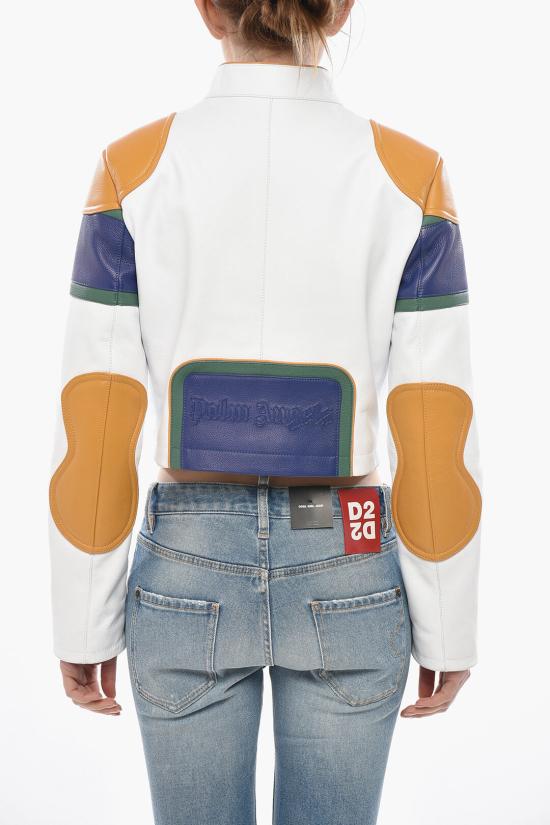  팜앤젤스 가죽 자켓 PWJG019S25LEA0010345 White - PALM ANGELS