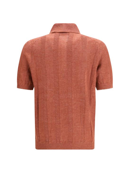 26SS 브루넬로 쿠치넬리 와이드 립 코튼 리넨니트 폴로셔츠 M2L707815 CYM65 ORANGE - BRUNELLO CUCINELLI