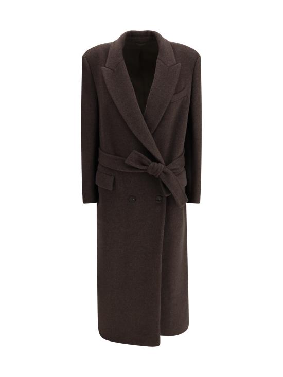 25FW 브루넬로 쿠치넬리 브루넬로 쿠치넬리 더블 브레스티드 피 코트 MD5329893 C017 BROWN