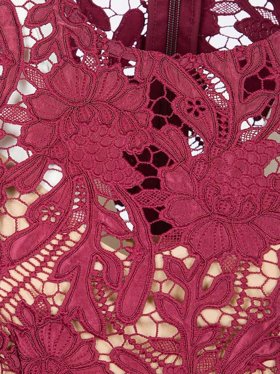 26SS 셀프 포트레이트 미디 원피스 RS26 167MA BURGUNDY - SELF PORTRAIT