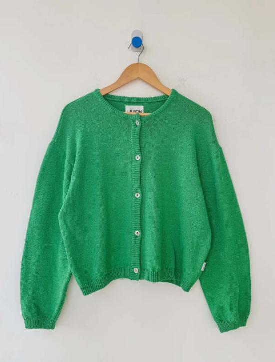  르 본 숍 가디건 르봉숍 코튼 레일라  그린
