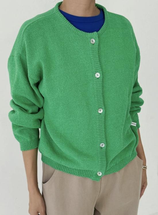  르 본 숍 가디건 르봉숍 코튼 레일라  그린 - Le Bon Shoppe