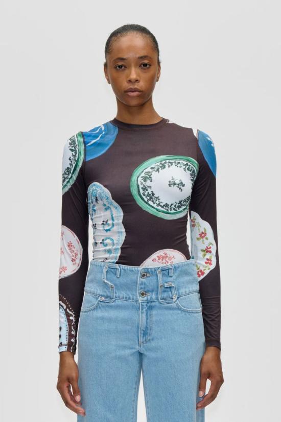  스티네 고야 긴팔 티셔츠 스틴 고야 엘라스틱 긴팔 탑 더 플라테라