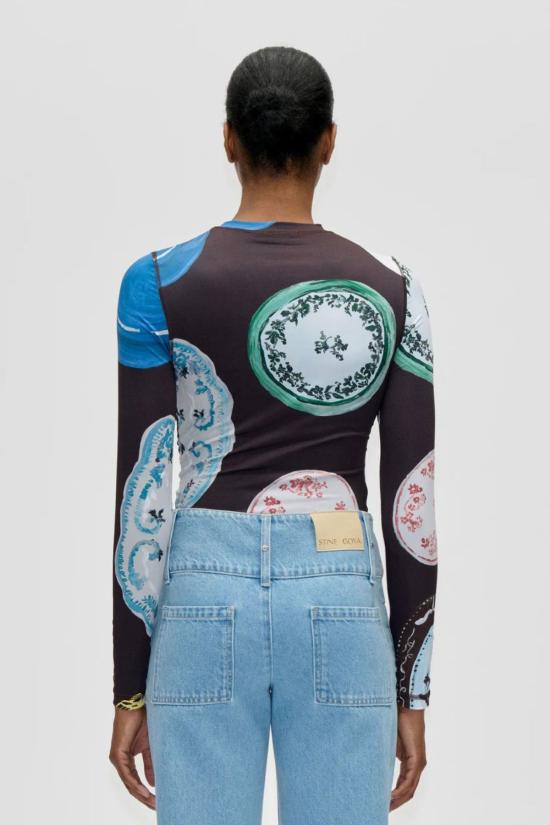  스티네 고야 긴팔 티셔츠 스틴 고야 엘라스틱 긴팔 탑 더 플라테라 - STINE GOYA