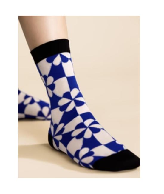  한셀 프롬 바젤 양말 바젤 한셀 핀휠 시스루 크루삭스 코발트