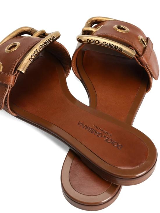 26SS 돌체앤가바나 소가죽 플랫 슬리퍼 CQ0672 AY96080037 Brown - DOLCE & GABBANA