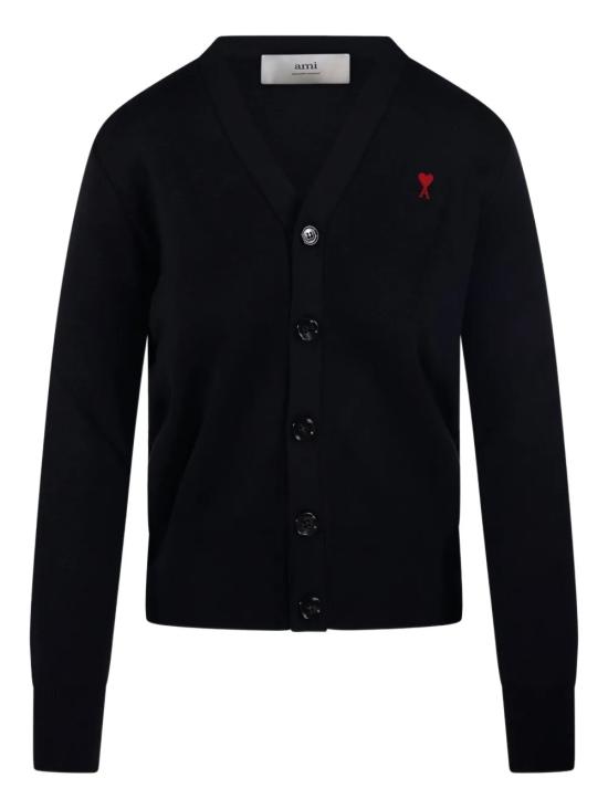 26SS 아미 ADC 스몰 하트 로고 V넥 가디건 FKC374 001009 Black