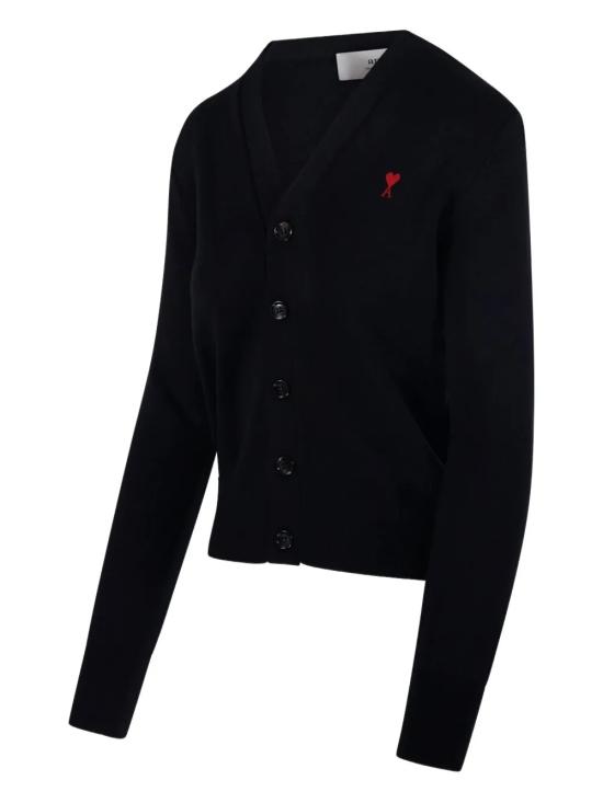 26SS 아미 ADC 스몰 하트 로고 V넥 가디건 FKC374 001009 Black - AMI