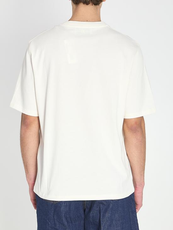 26SS 아미 화이트 코튼 드 하트 엠보스 티셔츠 UTS357726 136 BLANCCREME - AMI