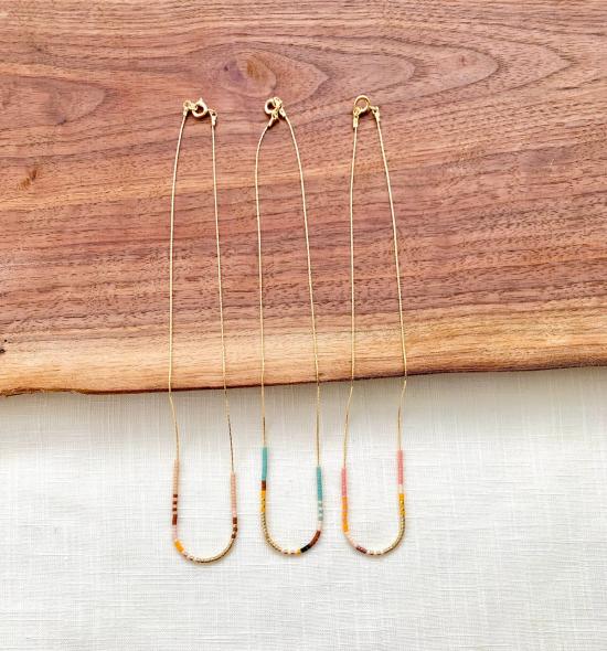  오션 브레이크업 목걸이/팬던트 Ocean Breakup 얇은 구슬 사막 컬렉션 목걸이 일출/하늘 - OCEAN BREAKUP