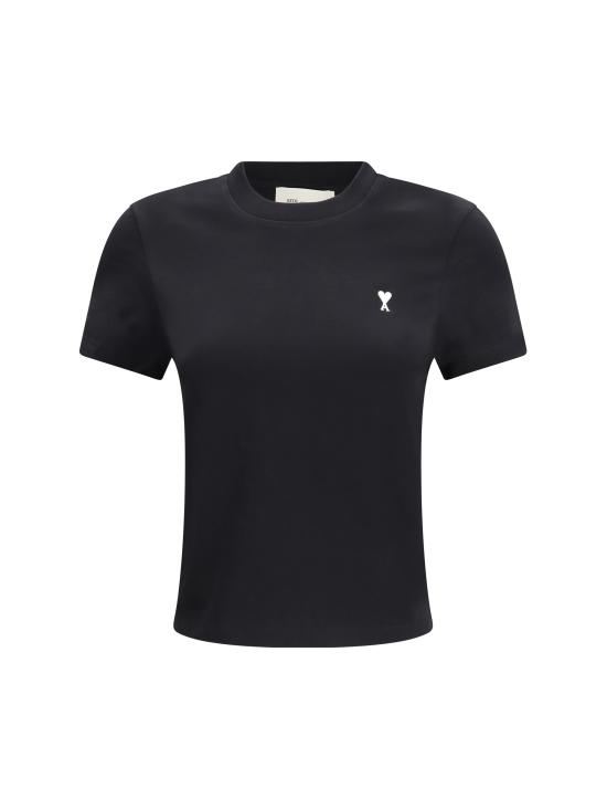 26SS 아미 스몰 하트 로고 코튼 크롭 티셔츠 FTS347724 045 BLACK