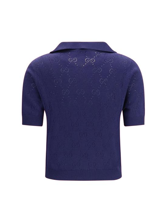 26SS 구찌 GG 포인텔 코튼 실크 폴로 셔츠 856203XKFCO 4522 BLUE - GUCCI