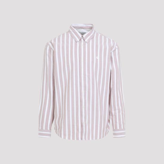 26SS 칼하트 WIP 긴팔 셔츠 I0361983JDXX03 DEVEN STRIPE OXIDE RED WHITE - CARHARTT WIP