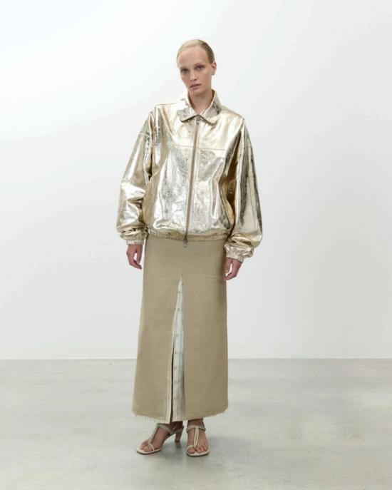  알리지 롱 스커트 Alysi 리넨 미디 스커트 카키