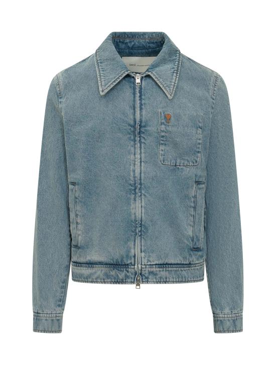 26SS 아미 스몰 하트 로고 코튼 지퍼 자켓 HJK835DE0046 480 USED BLUE