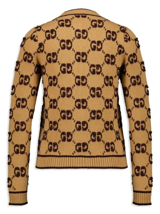 26SS 구찌 GG 울 부클 자카드 가디건 713300XKCNA2668 Brown - GUCCI