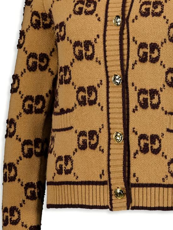 26SS 구찌 GG 울 부클 자카드 가디건 713300XKCNA2668 Brown - GUCCI