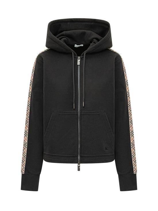 26SS 버버리 체크 트리밍 코튼 지퍼 후디 8121158 A1189 BLACK